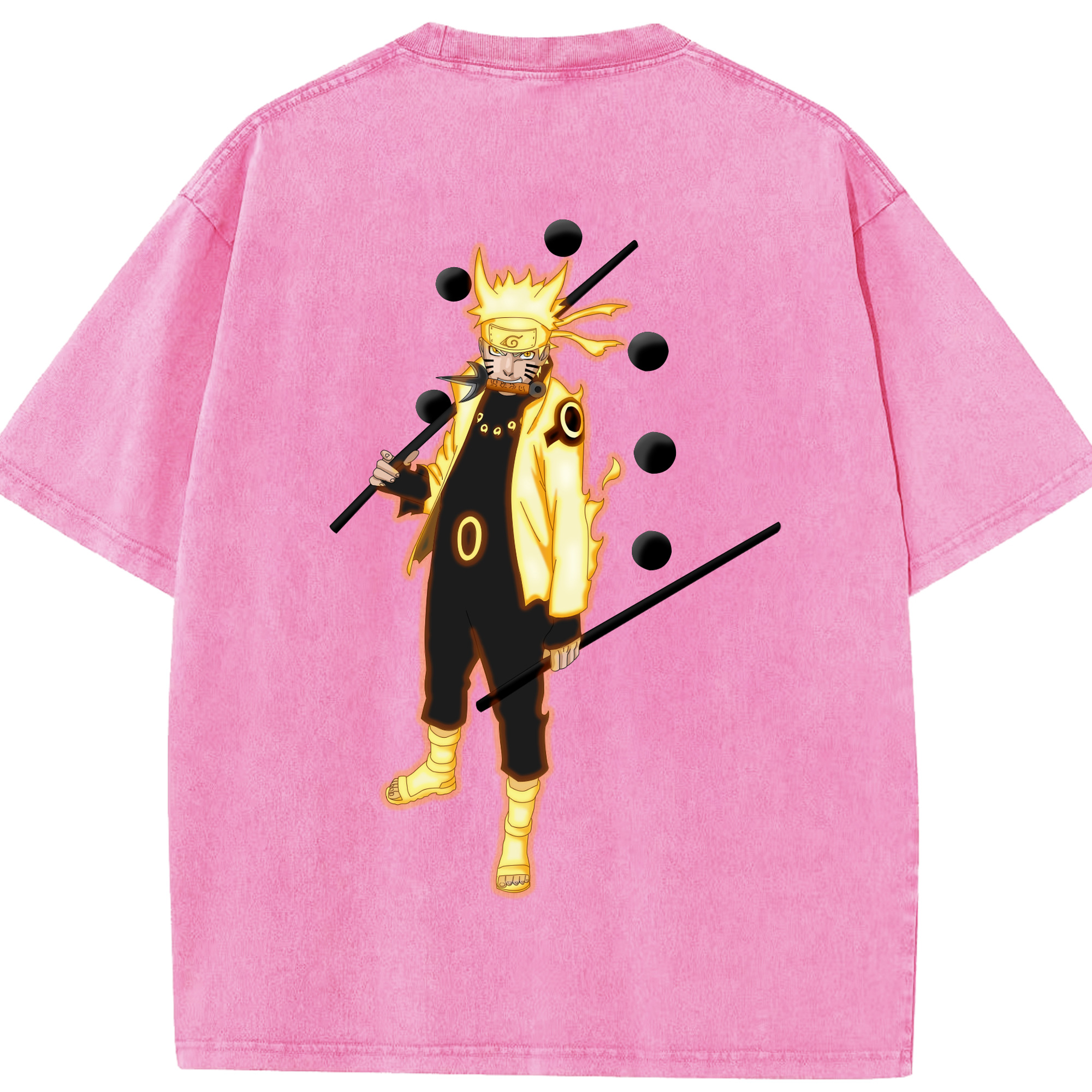 （画像用） NARUTO -ナルト- うずまき ナルト Uzumaki Naruto 綿100% ヴィンテージ風 半袖Tシャツ（背面プリント）